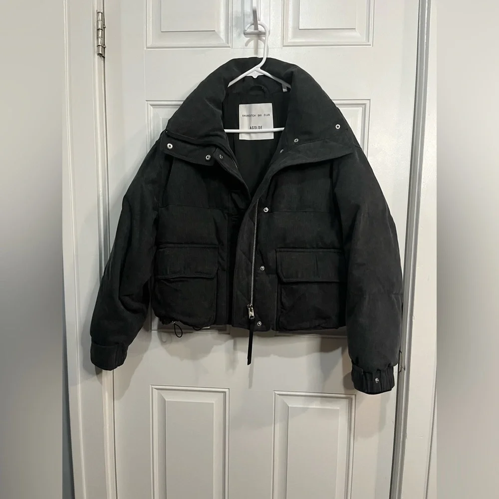 AGOLDE Relaxed 
Nova Denim Puffer In Marbled Blk (washed BIk) Puffer Jacket XS - Picture 13 of 16
